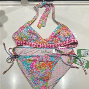 Lilly Pulitzer Pink and Blue Bikini Swim Set